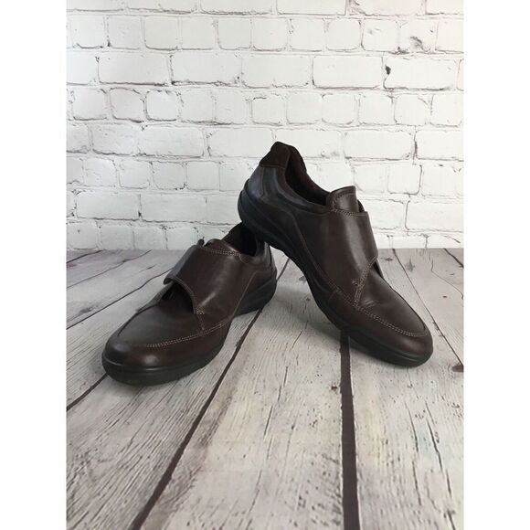 Ecco Women's Loafers Slip On Shoes Brown One Strap Leather Size 39 ( 8-8,5) - Picture 3 of 12